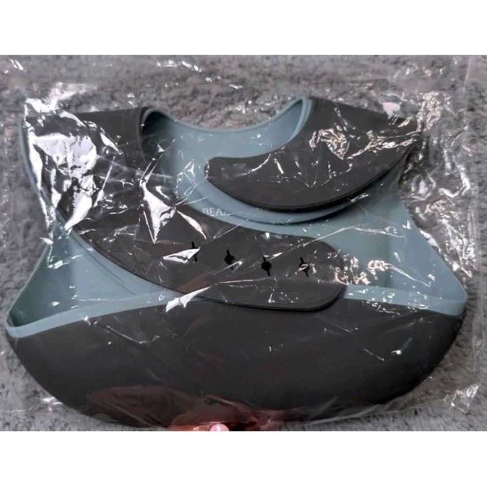 Bear&Joy Silicone Bibs Kids OS Gray Light Blue 2-Pack Waterproof Crumb Catcher